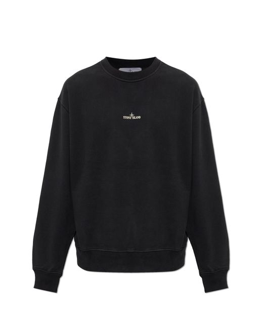 Stone Island Black Sweatshirt With Printed Logo for men