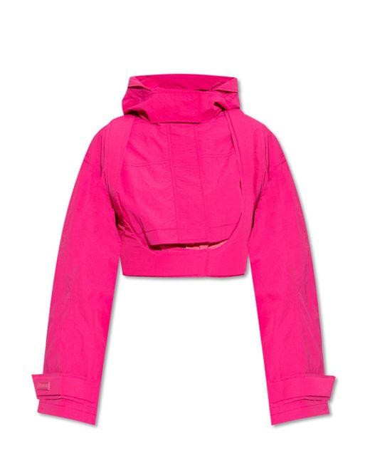 Jacquemus Pink 'fresa' Crop Jacket W/ Detachable Vest