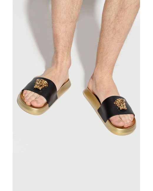 Versace la Medusa Slides in Black for Men Lyst