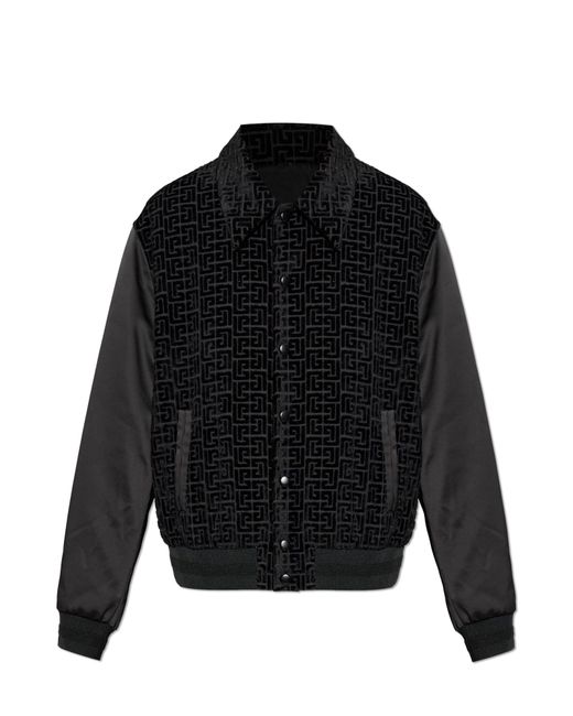 Balmain Black Jacket With Velvet Finish for men