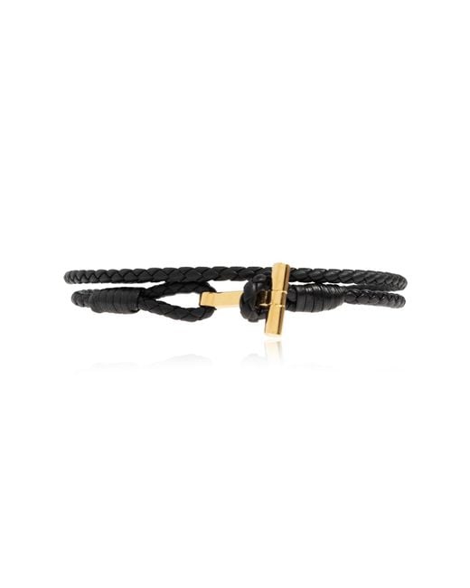 Tom Ford Black Leather Bracelet for men