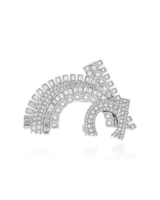 Ferragamo White Brooch With Crystals