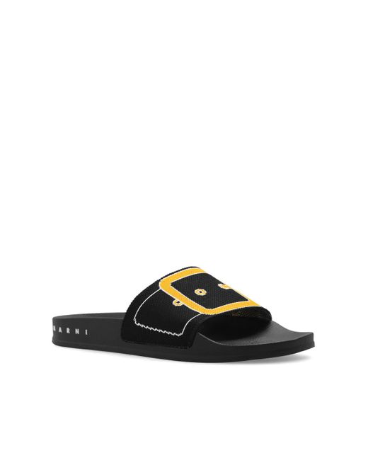 Marni Slides With Logo in Black | Lyst