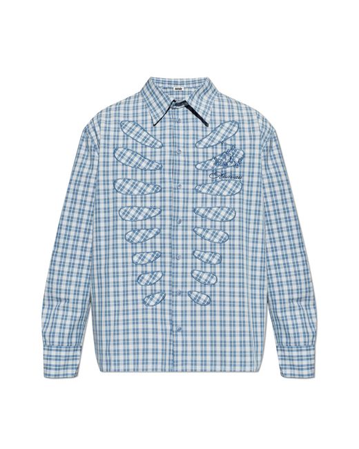AVAVAV Blue Checked Pattern Shirt for men
