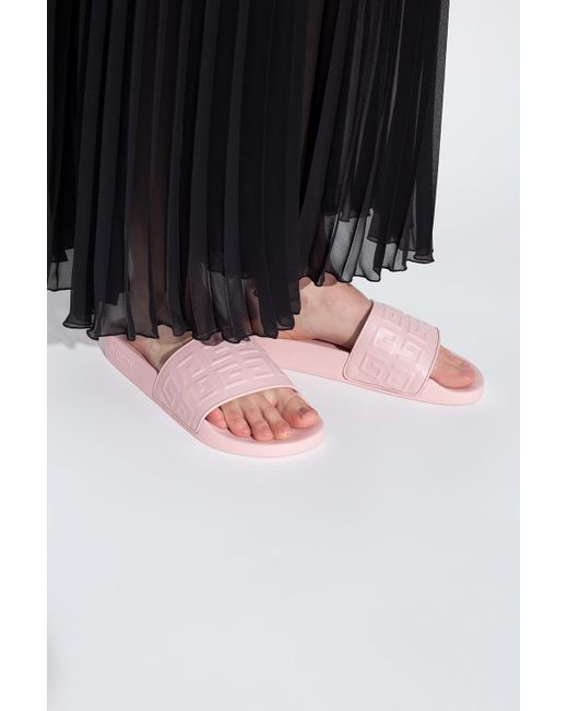 Givenchy Leather Slides With Logo in Pink - Lyst
