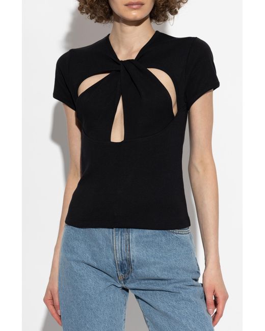Coperni Black T-Shirt With Decorative Cut-Outs