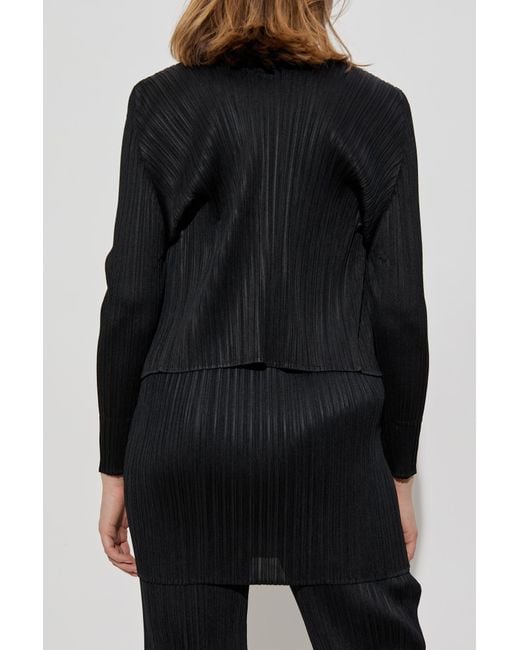 Pleats Please Issey Miyake Black Pleated Cardigan