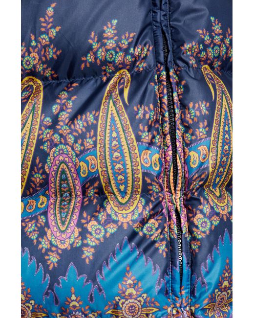 Etro Blue Down Jacket With Print