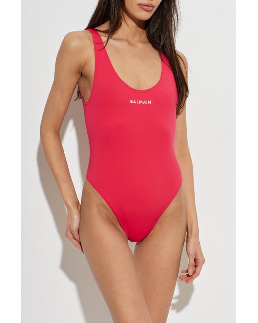 Balmain Red One-Piece Swimsuit