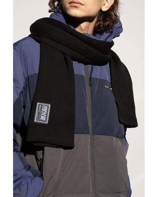 Versace Jeans Couture Black Scarf With Logo Patch for men