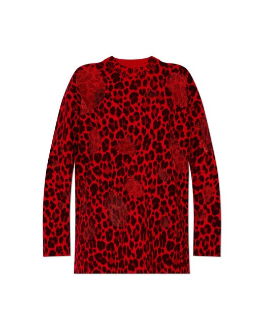 Versace Leopard Print Sweater in Red Lyst UK
