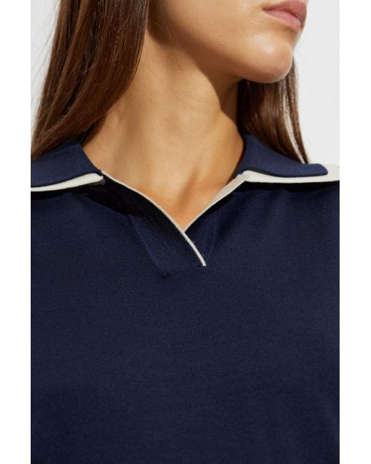 Versace Blue Wool Long-Sleeve Polo