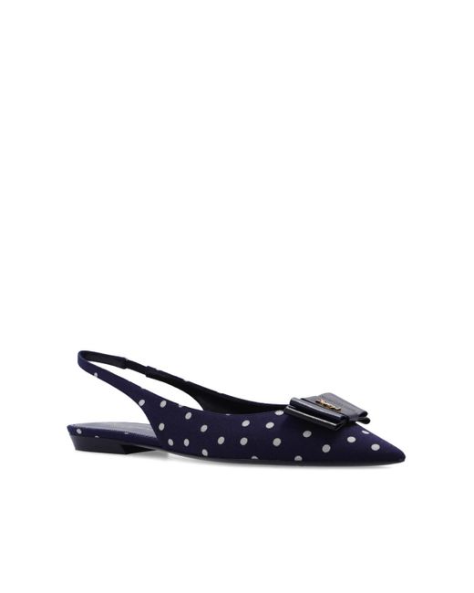 Womens Shoes Flats and flat shoes Ballet flats and ballerina shoes - Save 6% Black Saint Laurent Canvas Anaïs Pointy-toe Slingback Ballet Flats in Blue 