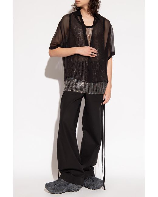 【送料&関税込】Ami Alexandre Mattiussi Black Silk Crop-top Ami Paris Transparent Silk Shirt in Black for Men | Lyst