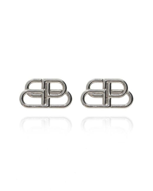 Balenciaga Loop high-shine earrings - Silver