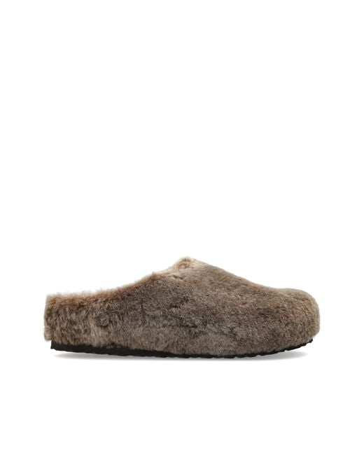 Birkenstock Brown 'Amsterdam Wrapped Shearling Os' Slides for men