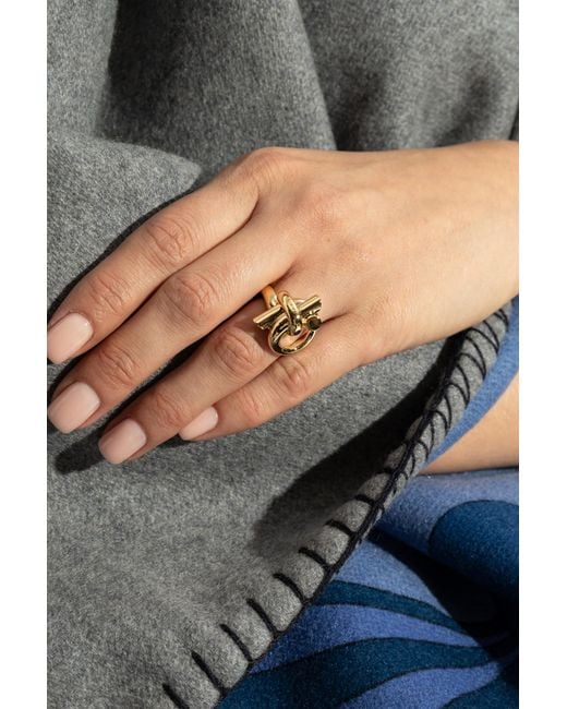 Ferragamo Metallic Brass Ring for men