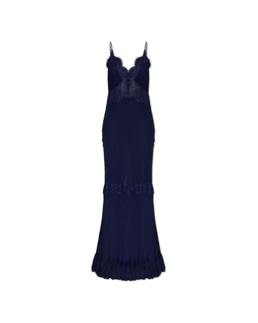 Self-Portrait Blue Strappy Dress With Lace Inserts