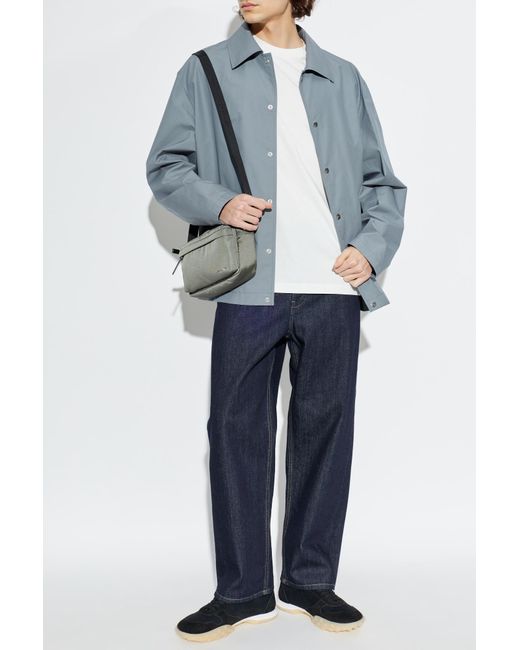 Jil Sander Blue Cotton Jacket With Logo for men