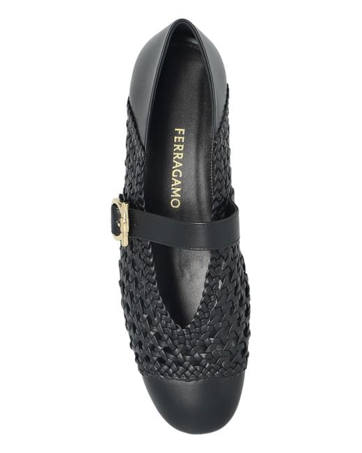 Ferragamo Black Ballet Flats "Nena"