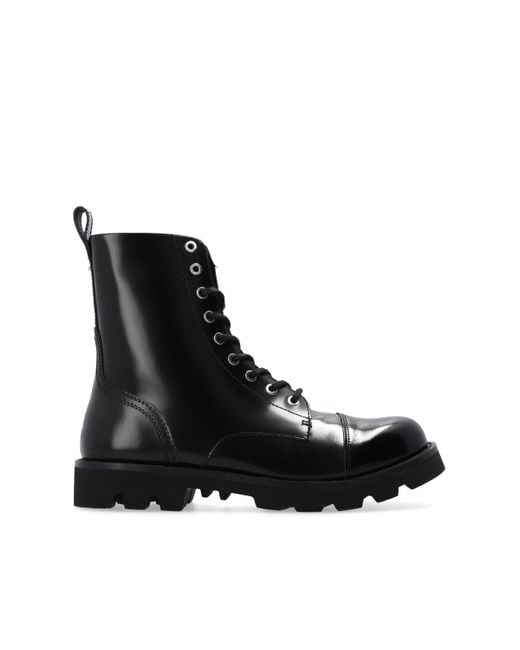 DIESEL Black 'd-konba' Combat Boots for men