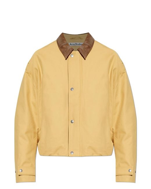 Acne Yellow Insulated Jacket With Leather Collar for men