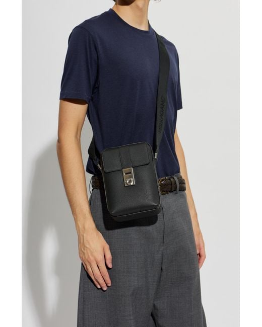 Ferragamo Black Leather Bag 'Twins' for men