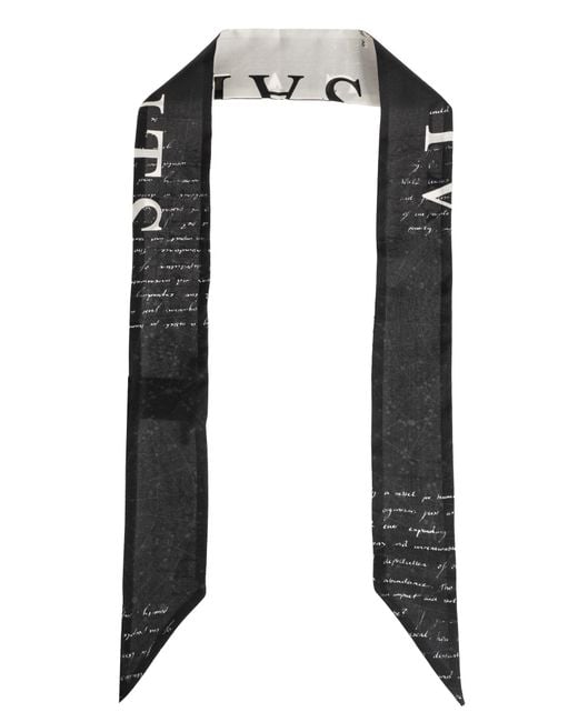 AllSaints Black Silk Scarf "Script"