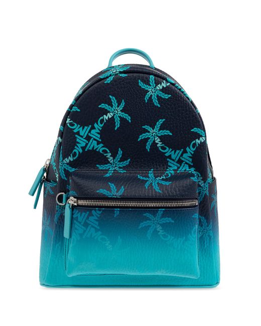 MCM Blue Backpack With Monogram for men