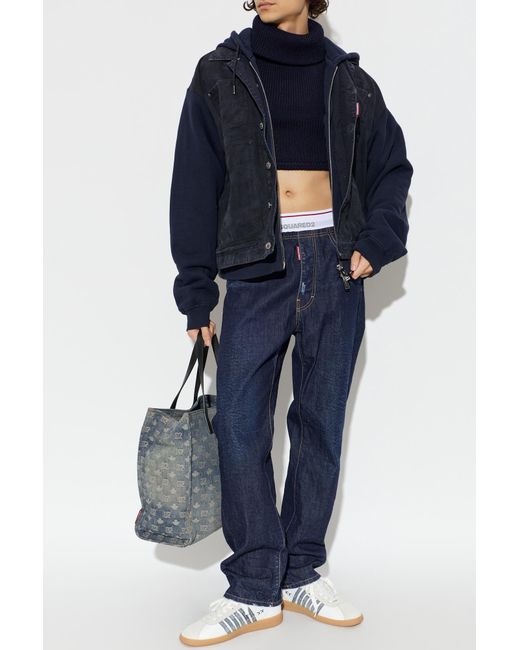 DSquared² Blue Denim Jacket With Hood for men