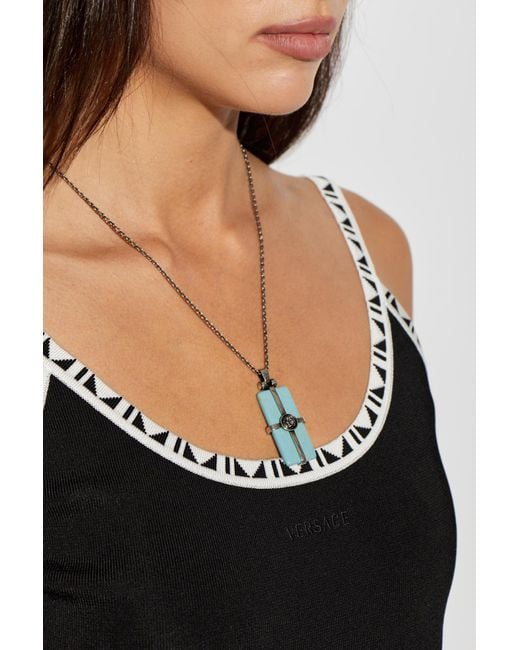 Versace Blue Necklace With Stone