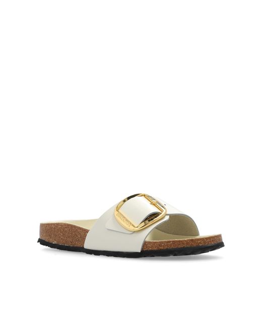 Birkenstock Cream 'madrid Big Buckle' Slides in Blue | Lyst