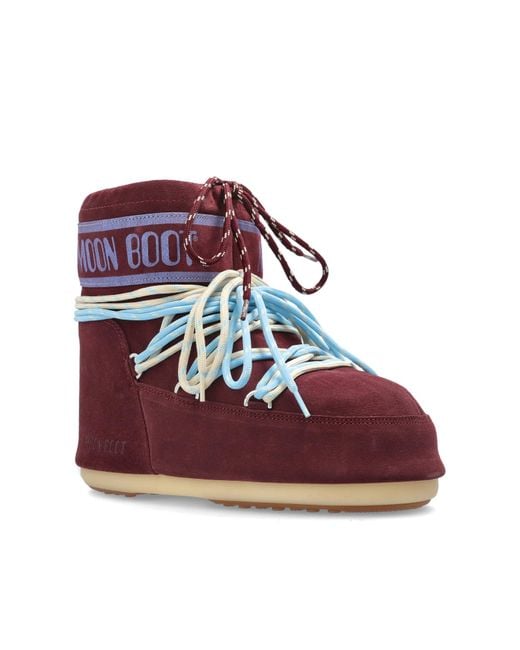 Moon Boot Red 'Icon Low' Snow Boots