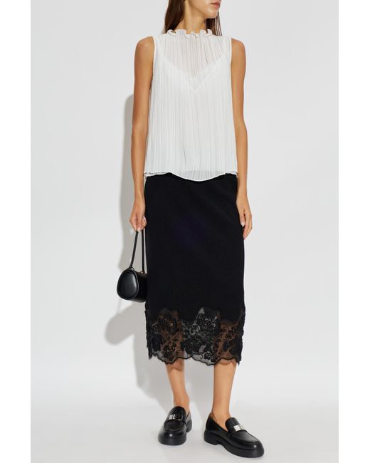 Fabiana Filippi Black Wool Skirt With Lace Trim