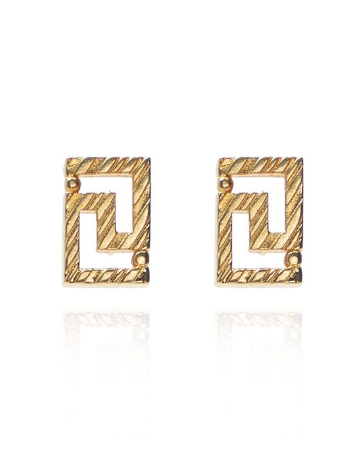 Versace Metallic Logo Earrings