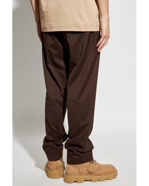 Moncler Brown Creased Trousers for men