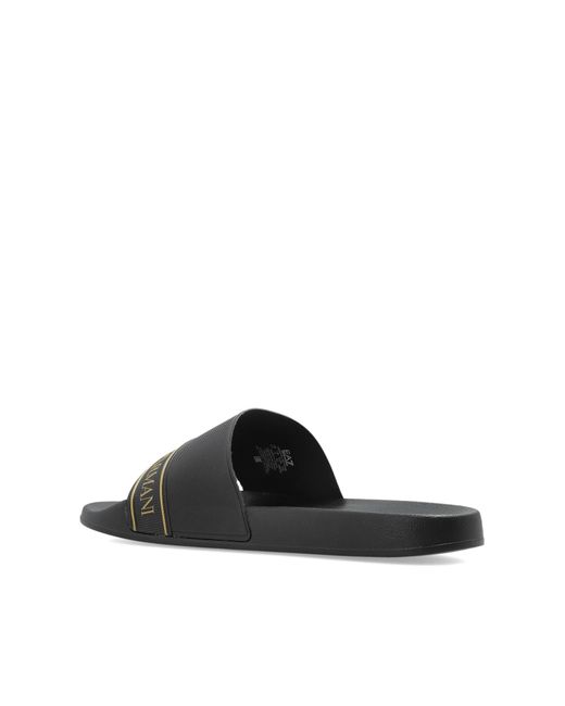 EA7 Black Rubber Flip-Flops With Logo for men