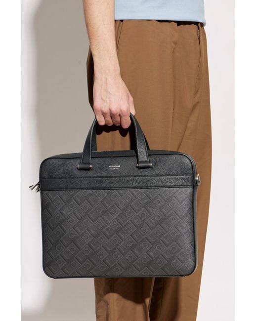 Ferragamo Black Briefcase With Monogram for men