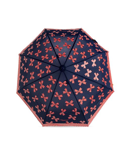 Moschino Blue Folding Umbrella With Print