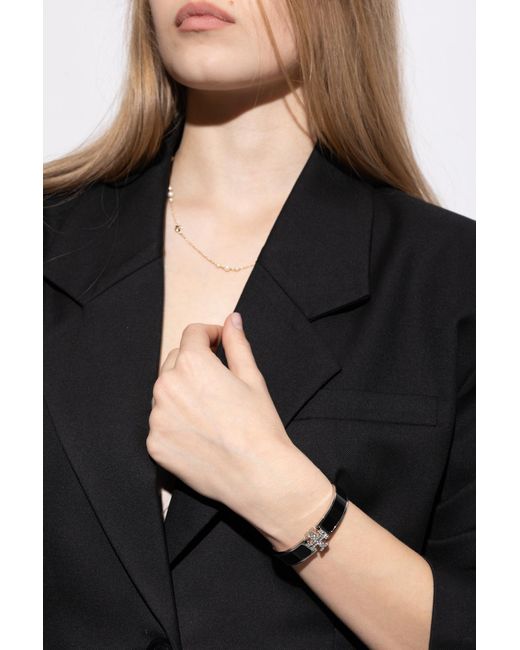 Tory Burch Women's Black Brass Bracelet With Logo
