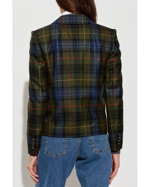 Etro Black Wool Blazer With Check Pattern