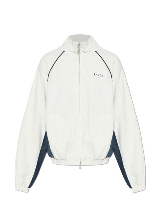 Rhude White Linen Jacket With Stand-Up Collar for men