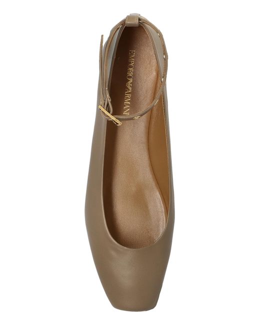Emporio Armani White Leather Ballet Flats,