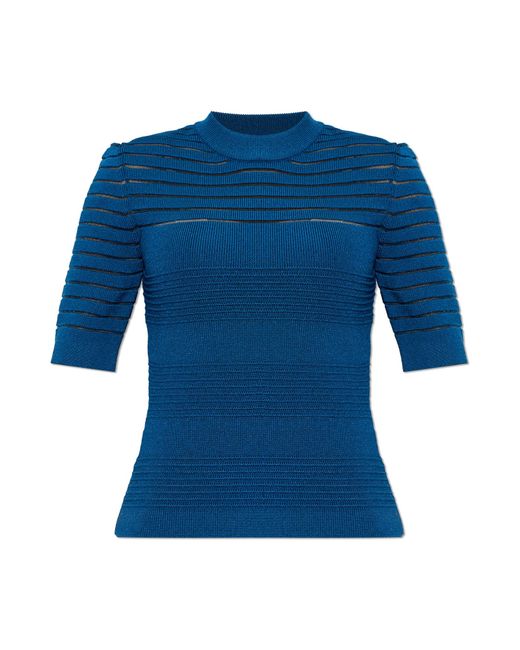 Balmain Blue Fitted Cut Top