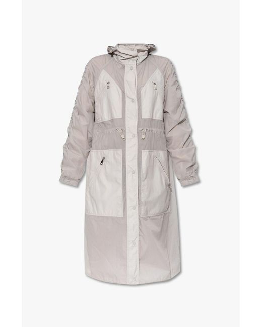 Moncler White Grey Coat With Pockets