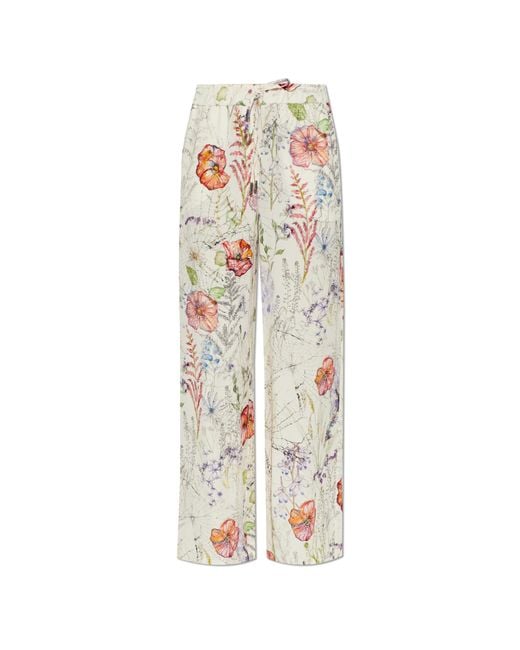 McQueen White Floral Motif Trousers