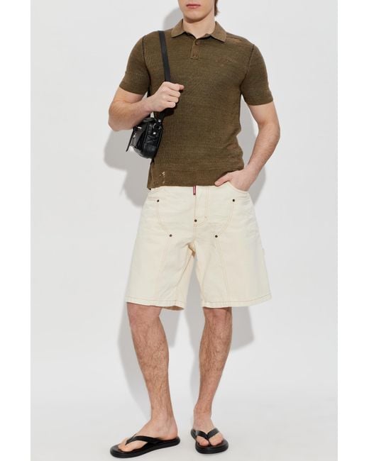 DSquared² White 'Cargo'-Style Denim Shorts for men