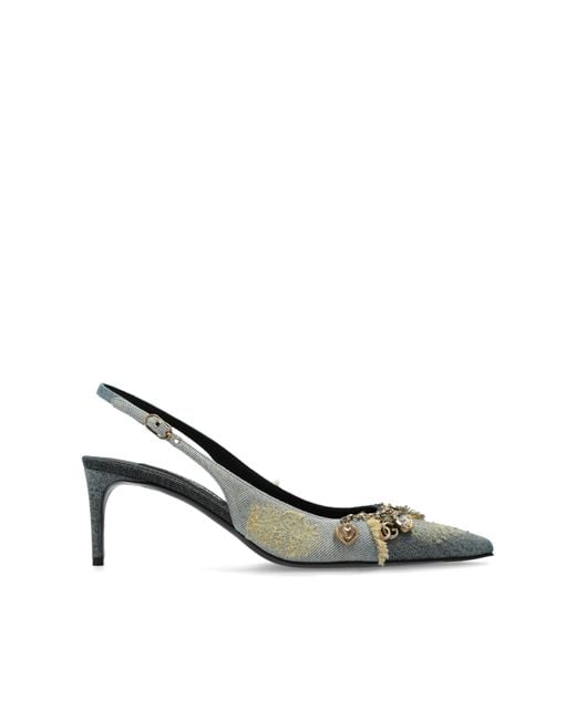 Dolce & Gabbana White Heeled Shoes With Appliqués