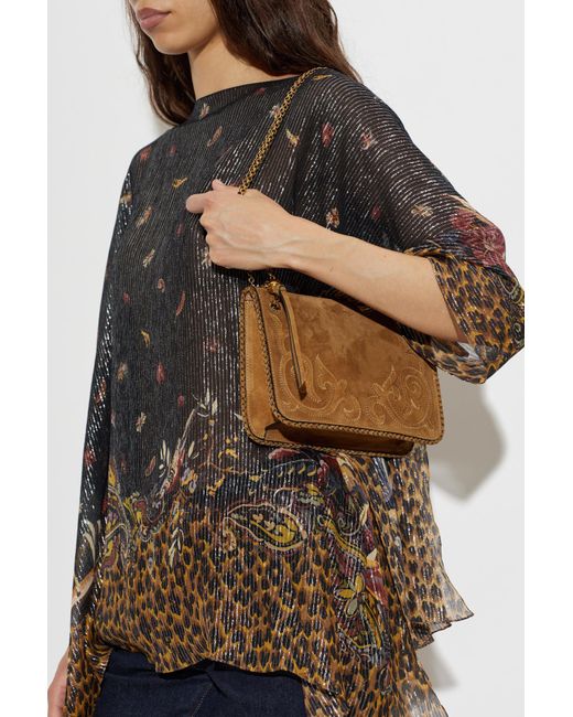 Etro Brown Suede Bag With Logo