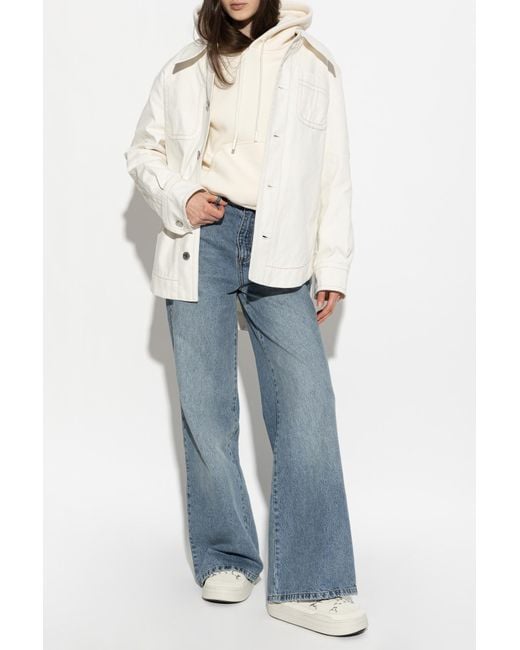 AMI White Denim Jacket With Pockets